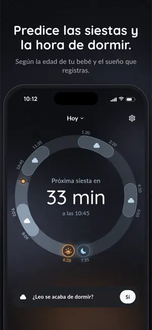 Predice las siestas y la hora de dormir. Según la edad de tu bebé y el sueño que registras.