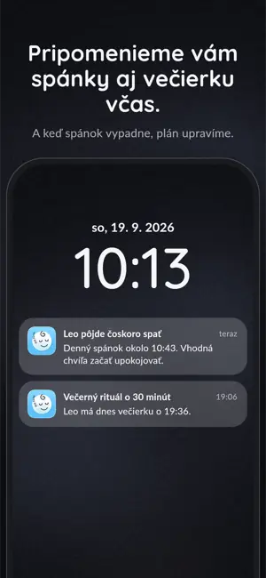 Pripomenieme vám spánky aj večierku včas. A keď spánok vypadne, plán upravíme.